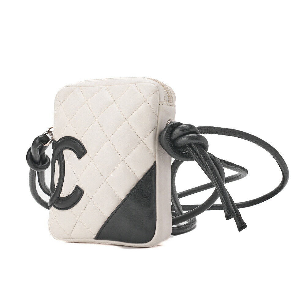 Chanel Cambon Matelasse Calfskin Shoulder Bag White Black Chain - Picture 2 of 9